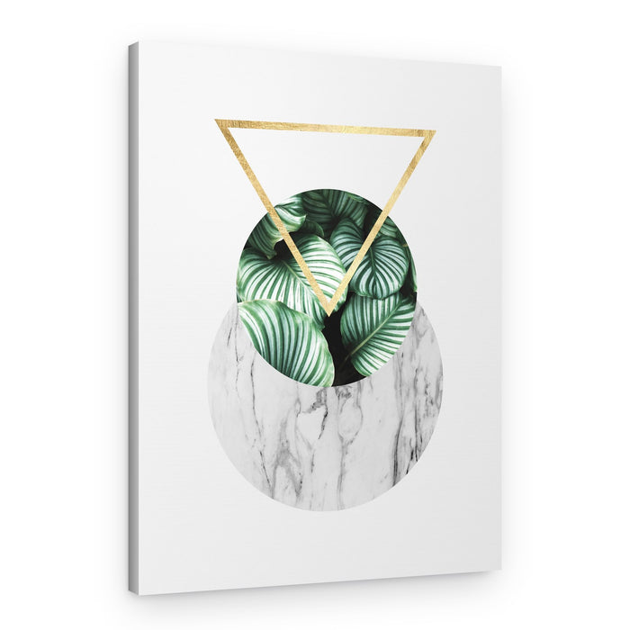 Geometric Green Leaves – Canvas Print