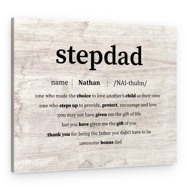 Personalized Step Dad Definition Canvas Print – Custom Name & Meaning