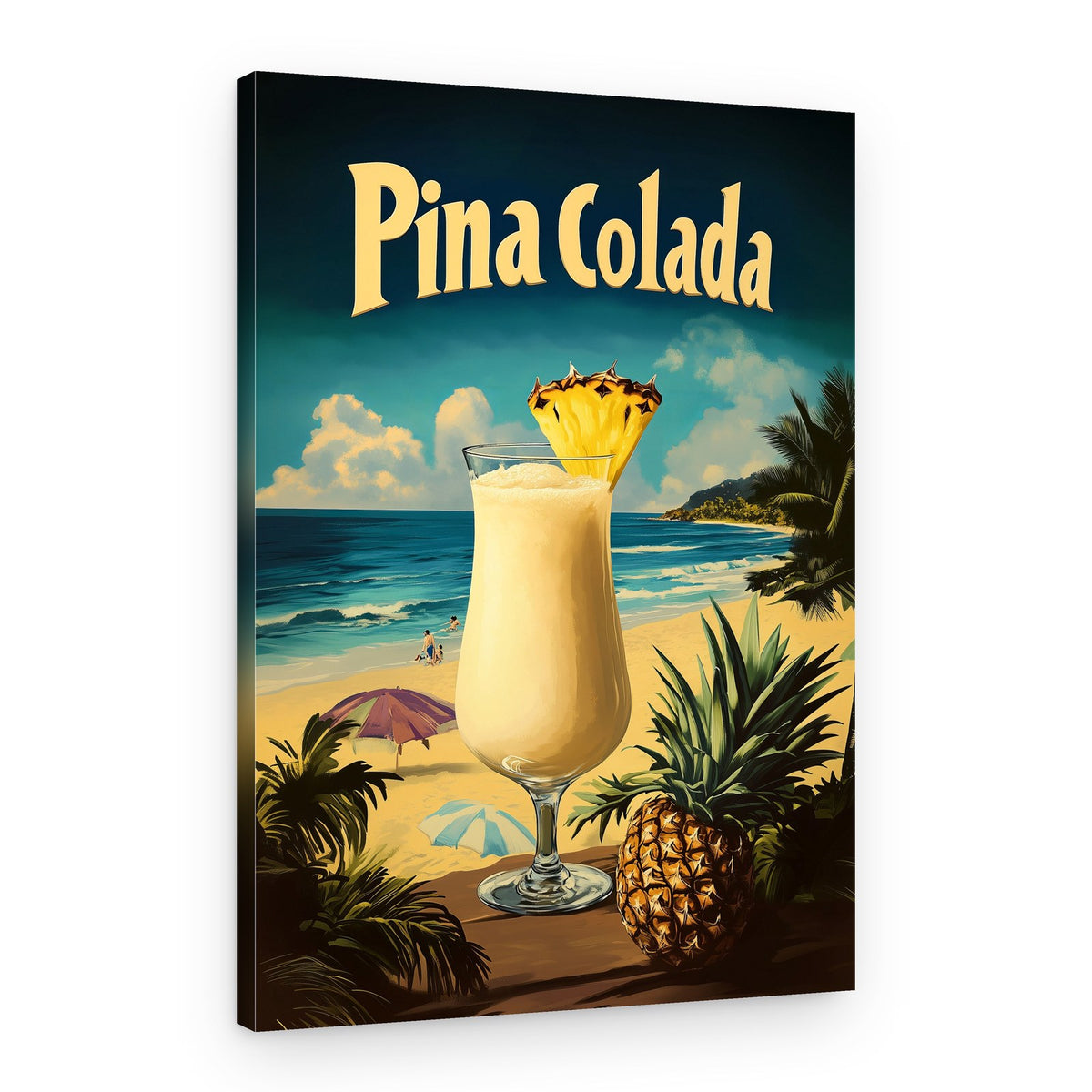 Retro Pina Colada Beach – Canvas Print