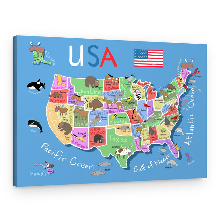 USA Animal States Map – Canvas Print
