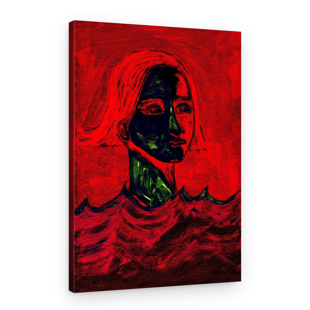 Woman in Red Waves – Canvas Print