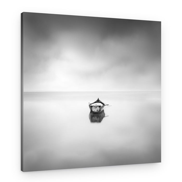 Lone Boat Mist – Canvas Print