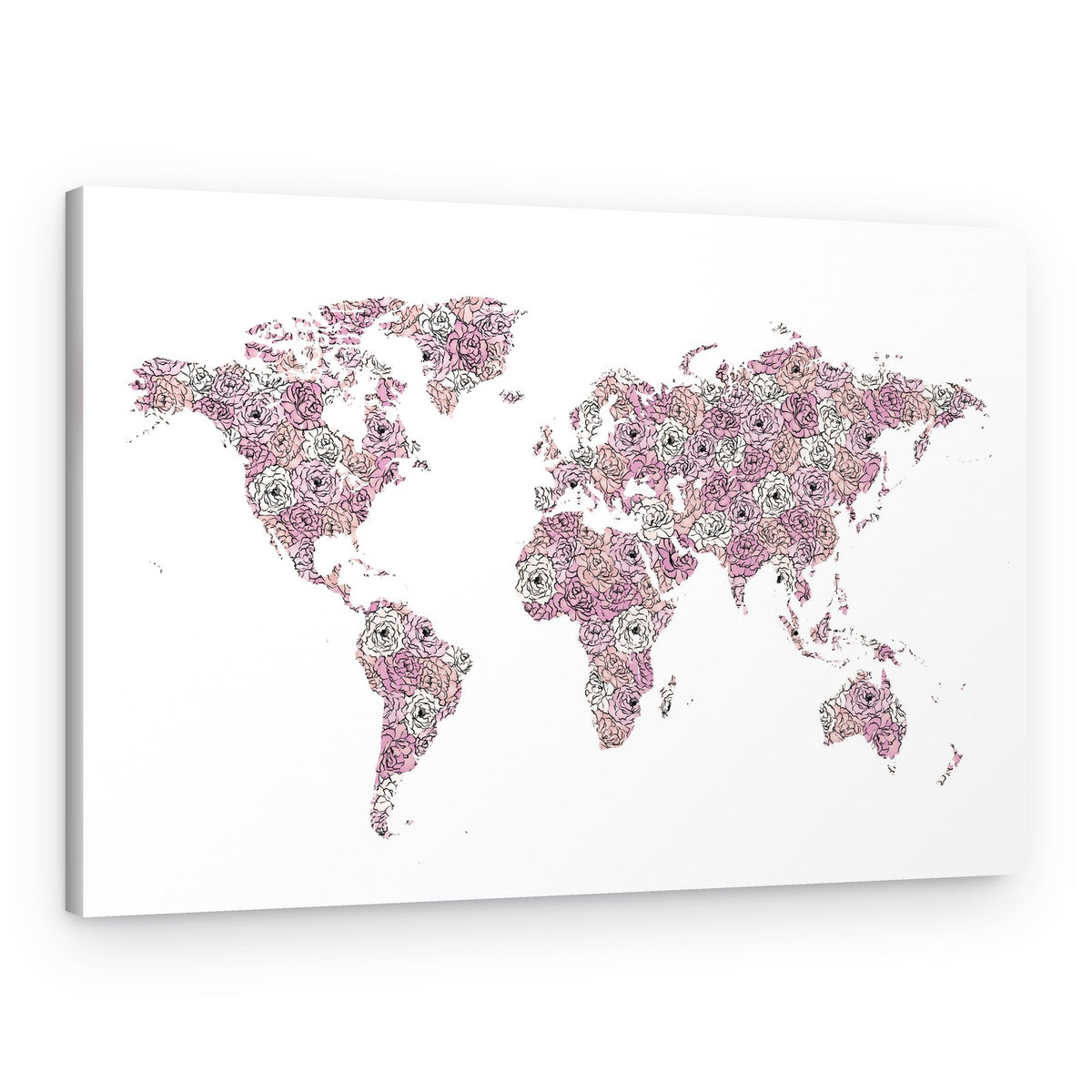 Floral World Map – Canvas Print