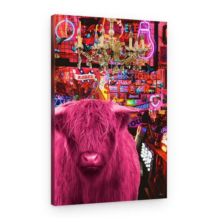Pinkie Moo Cow went to the Disco – Canvas Print