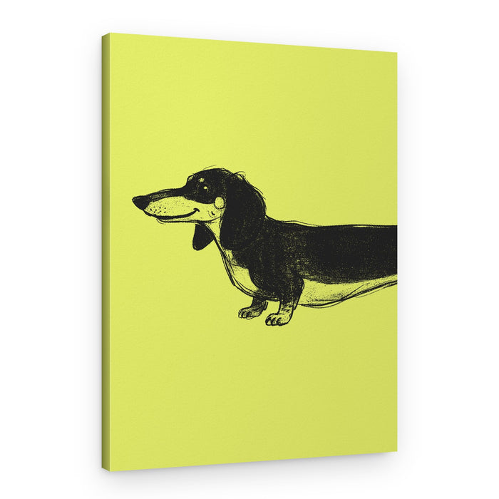 Happy Black Dachshund – Canvas Print