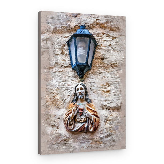 Sacred Heart Jesus Lantern – Canvas Print