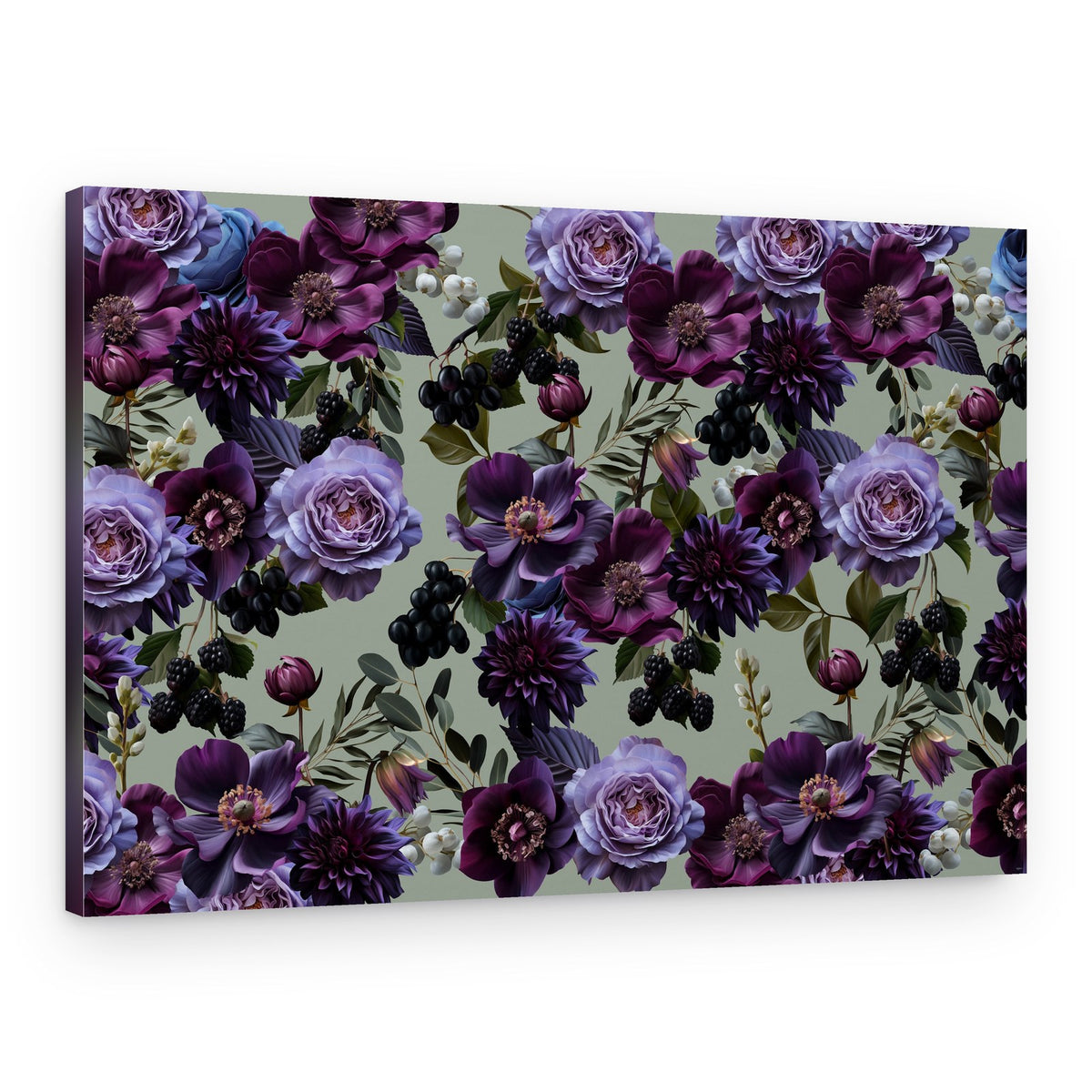 Dark Floral Berries – Canvas Print