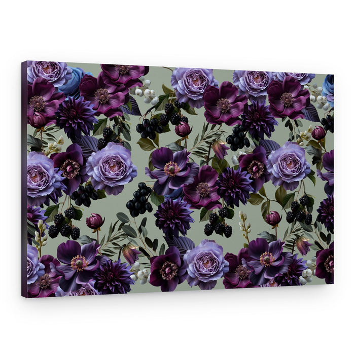 Dark Floral Berries – Canvas Print