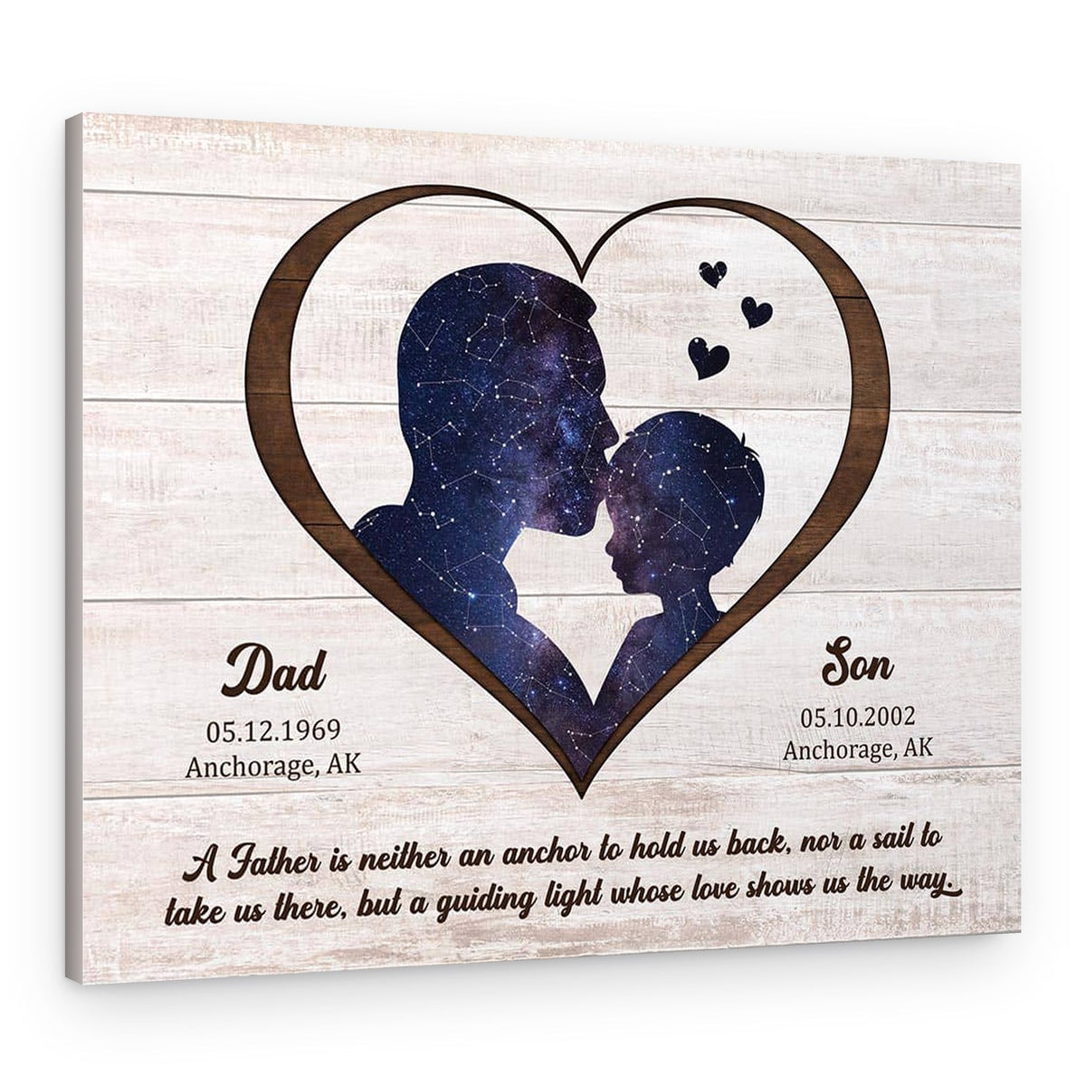 Night Sky Father’s Day Custom Star Map Gift For Dad Silhouette Canvas Print – Canvas Print – Little Boy