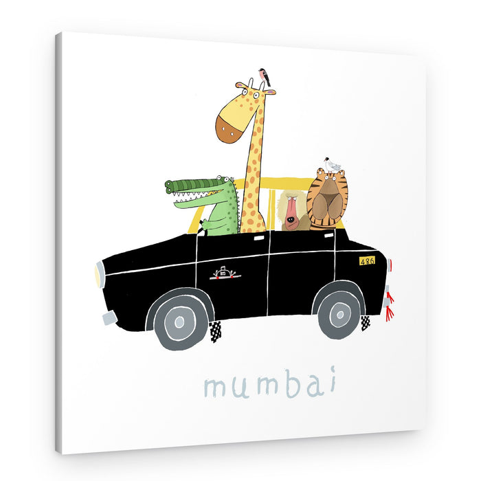 Whimsical Mumbai Taxi Ride – Canvas Print