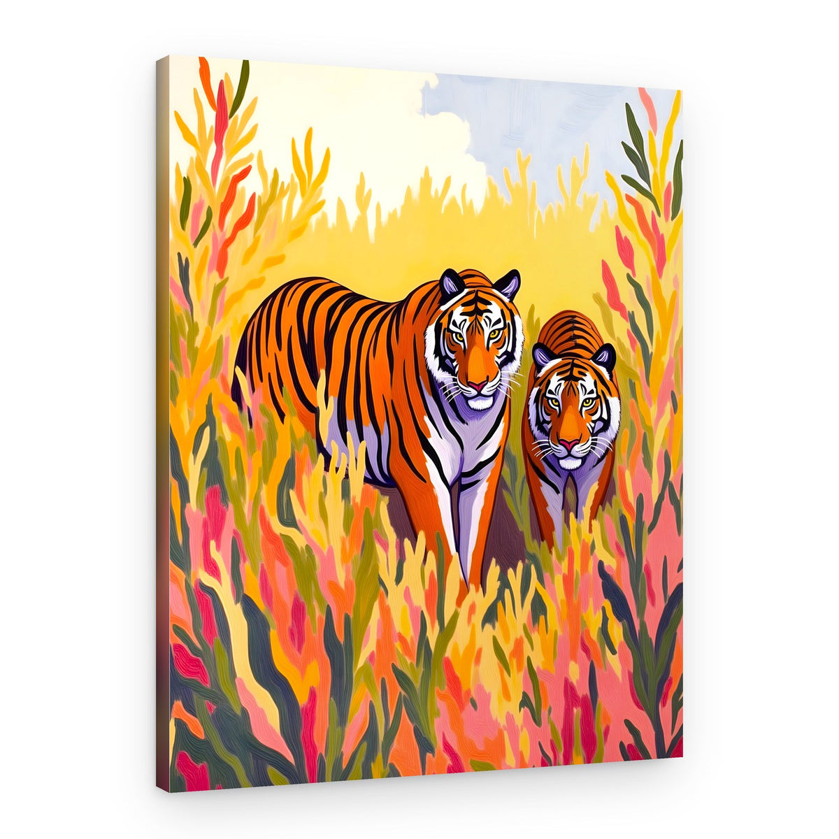 Golden Hour Tigers – Canvas Print