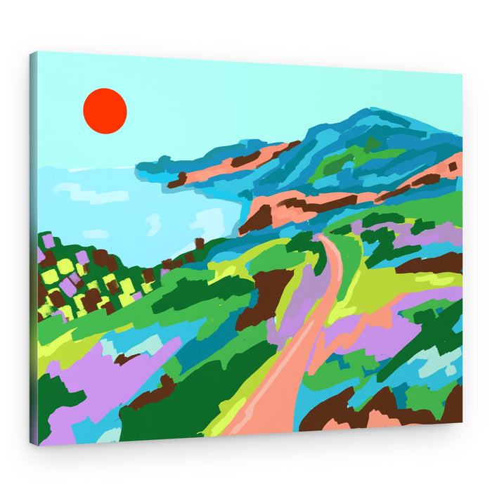 Vibrant Hillside Coast Path – Canvas Print