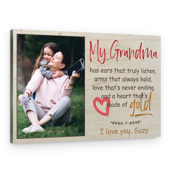 My Grandma has Ears that Truly Listen Custom Photo Canvas Print