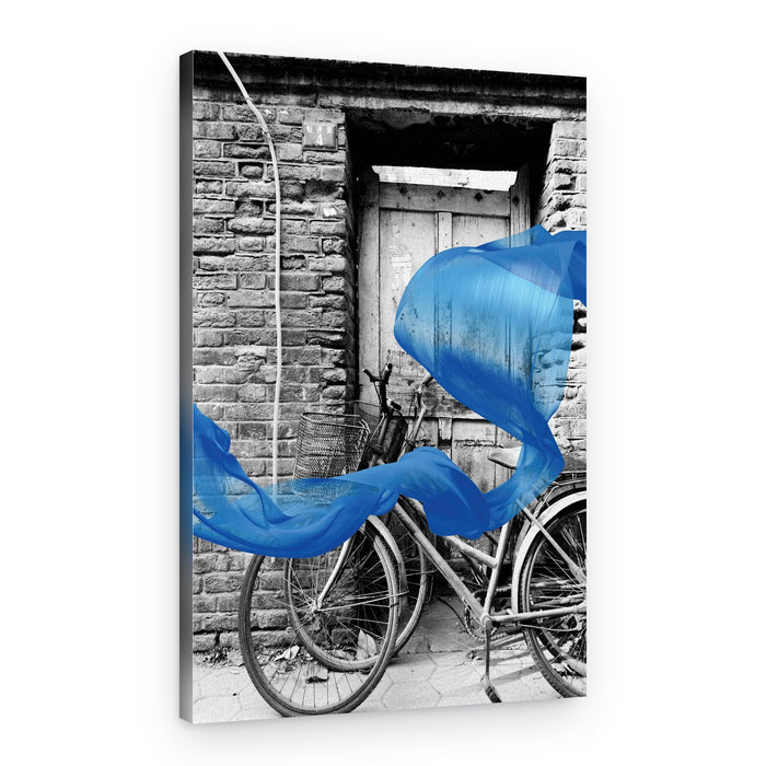 Old Bicycle Blue Flow – Canvas Print