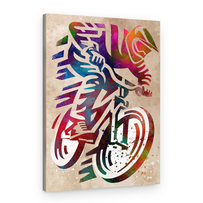 Dynamic Dirt Bike Splash – Canvas Print
