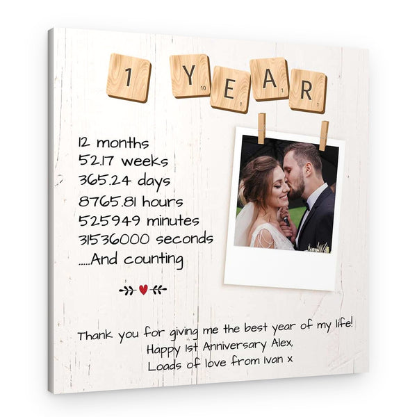 1 Year Anniversary Custom Polaroid Photo Canvas