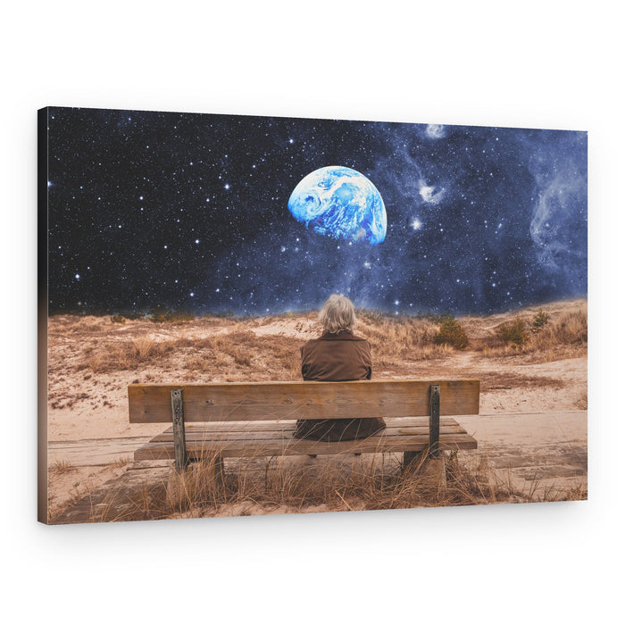 Woman Gazing At Earth – Canvas Print