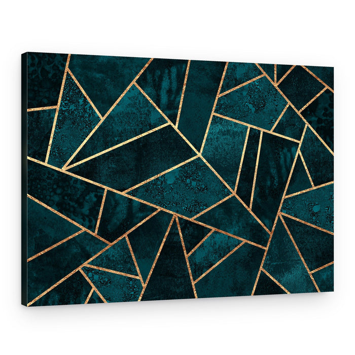 Teal Gold Geometric Mosaic – Canvas Print