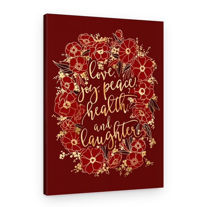 Love Peace Floral Wreath – Canvas Print
