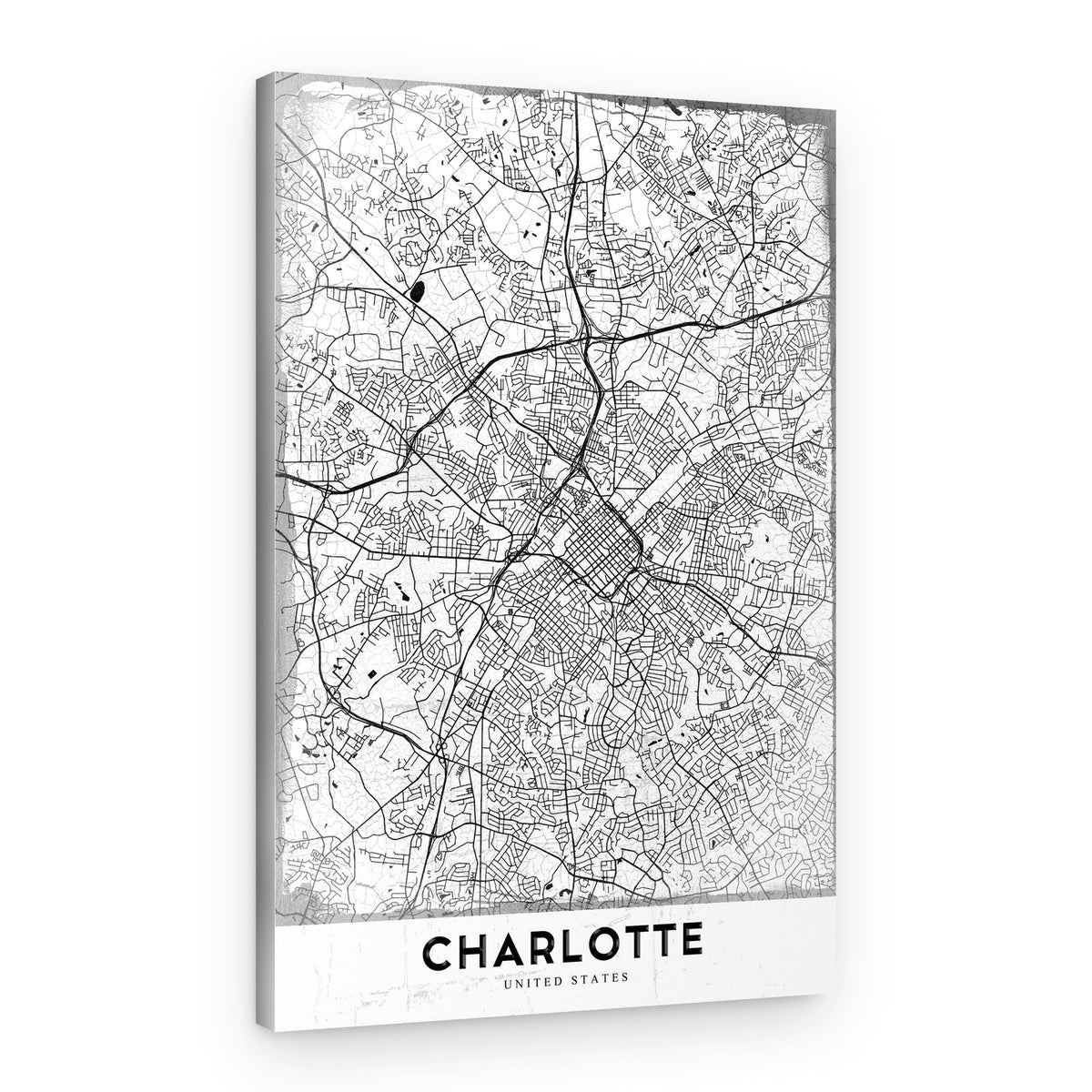 Charlotte City Map – Canvas Print