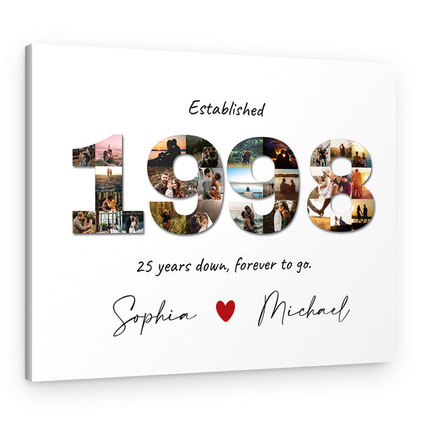 25th Anniversary Custom Number Photo Collage Canvas Print