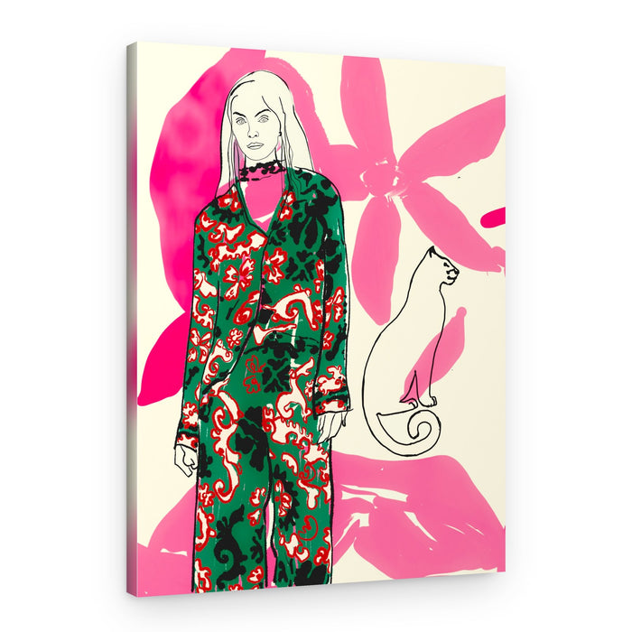 Fashion Woman and Feline – Canvas Print