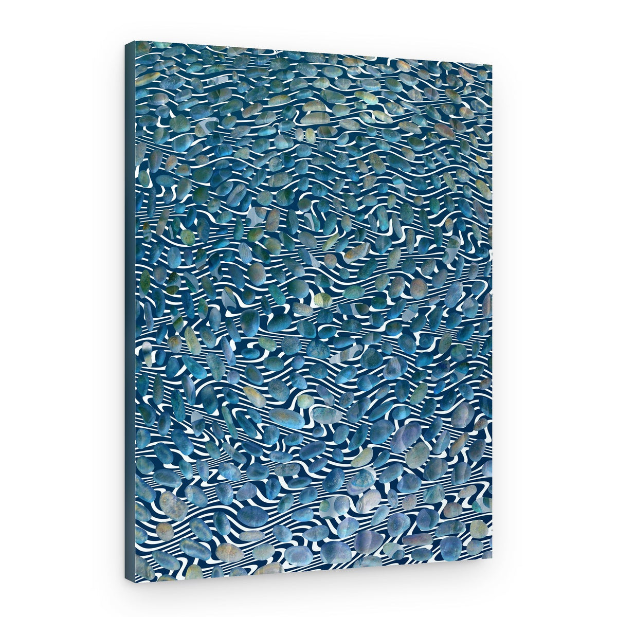 Blue Pebble Waves – Canvas Print