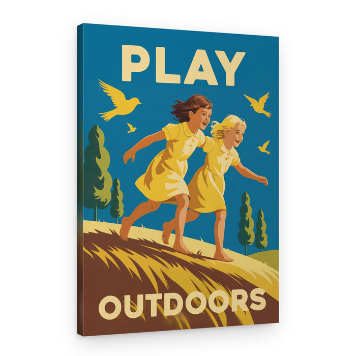 Happy Girls Running – Canvas Print