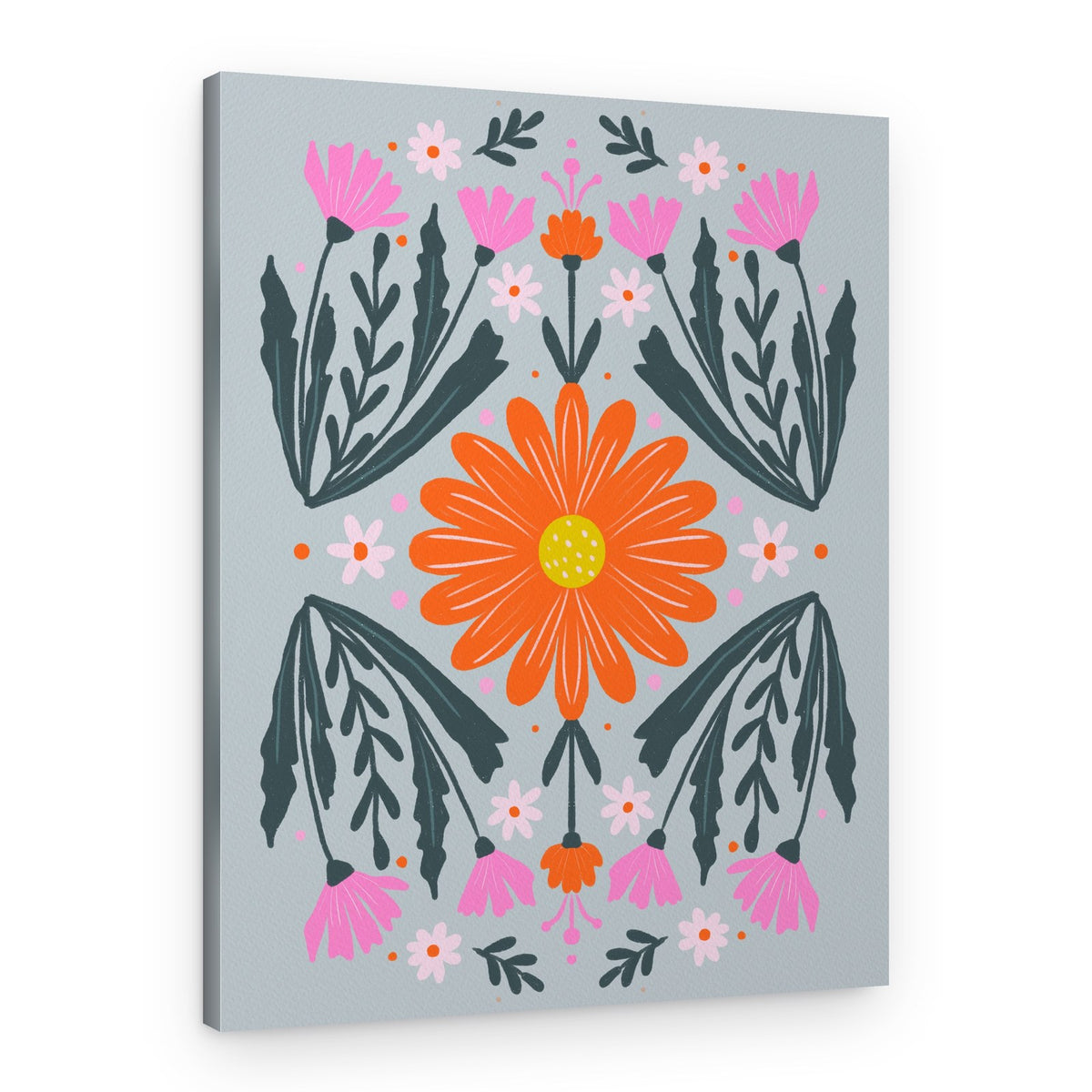 Vibrant Folk Flowers – Canvas Print