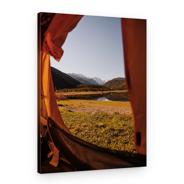 Mountain Lake Tent View – Canvas Print