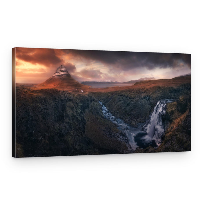 Sunset Mountain Waterfall – Canvas Print