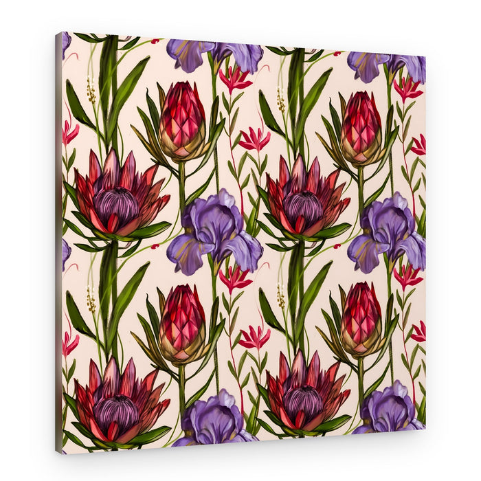 Vibrant Protea Iris Pattern – Canvas Print