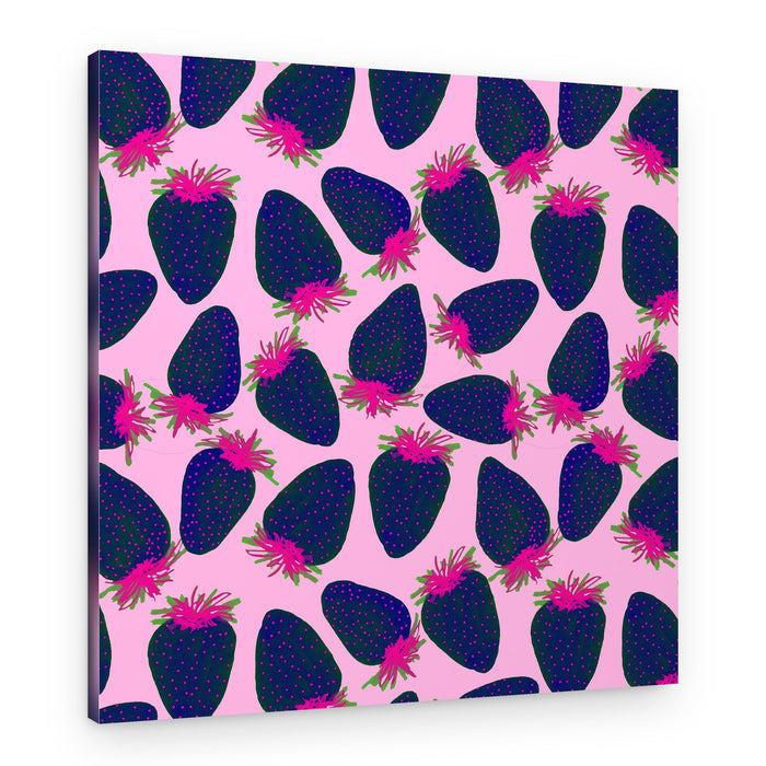 Pink Blue Strawberry Pattern – Canvas Print