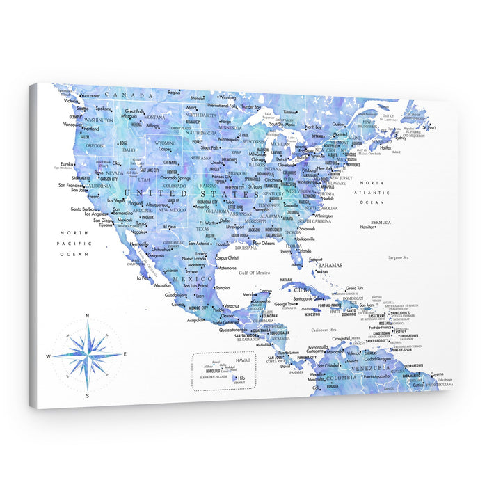 Artistic Americas Map – Canvas Print