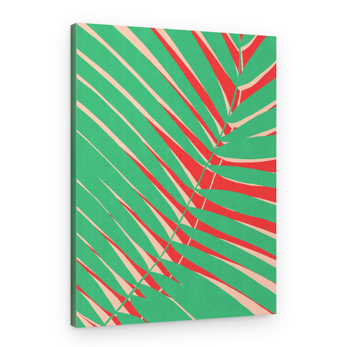 Green Red Palm Leaf – Canvas Print