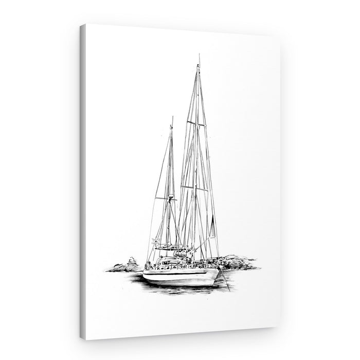 Anchored Sailboat Sketch – Canvas Print