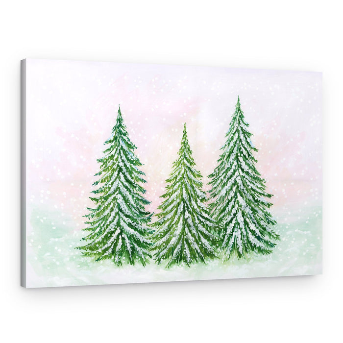 Snowy Evergreen Trees – Canvas Print