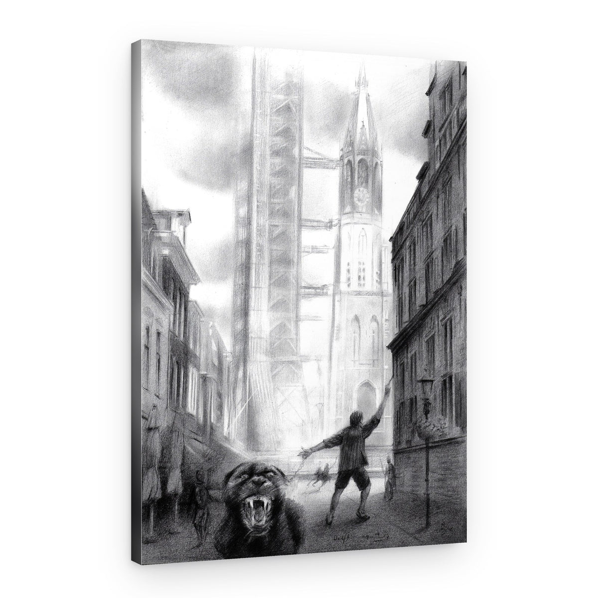 Gothic City Monster Dog – Canvas Print