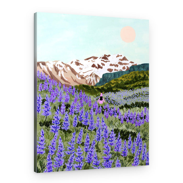 Serene Mountain Flower Field – Canvas Print