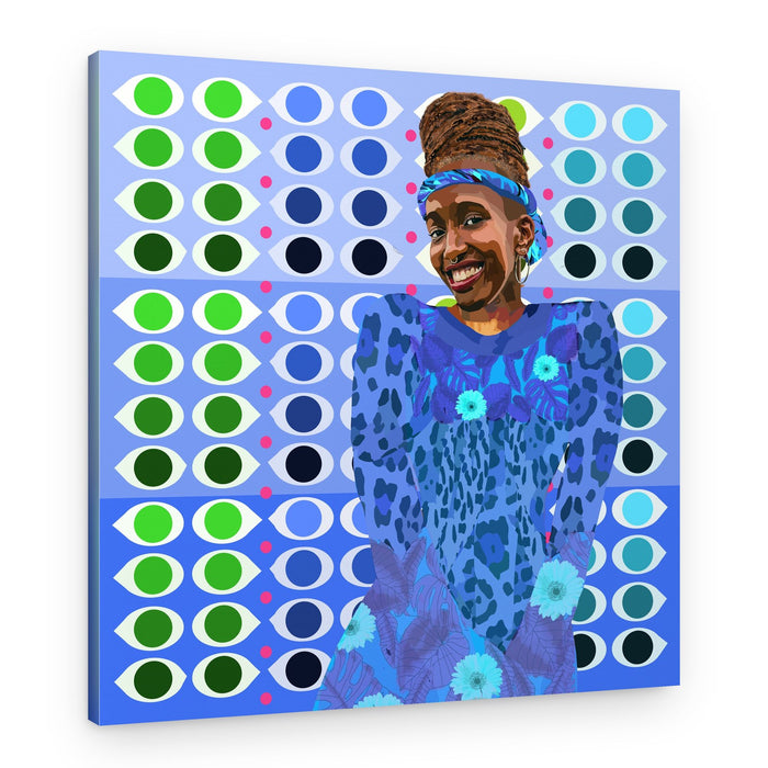 Joyful Blue Portrait – Canvas Print
