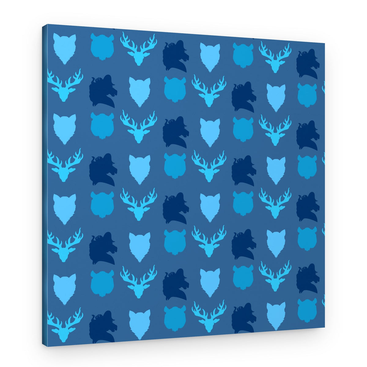 Blue Forest Animal Pattern – Canvas Print