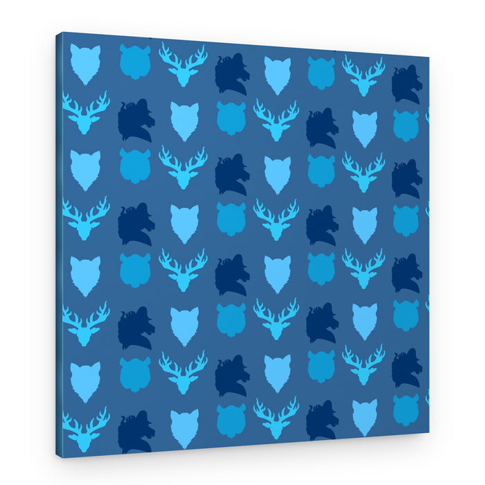 Blue Forest Animal Pattern – Canvas Print