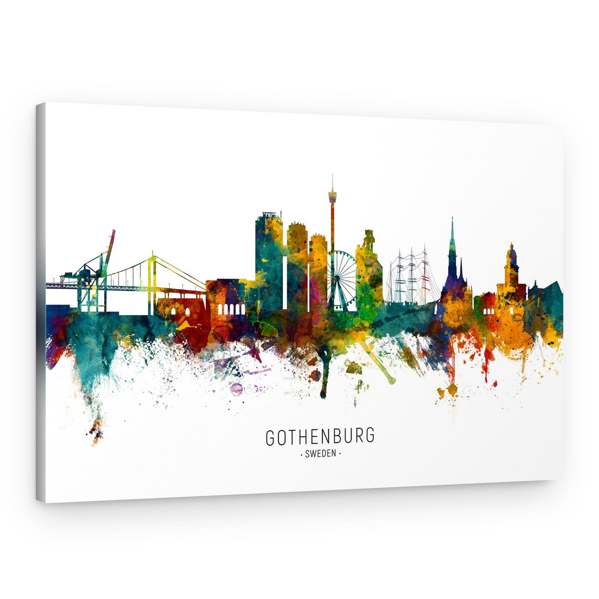Gothenburg Watercolor Skyline – Canvas Print