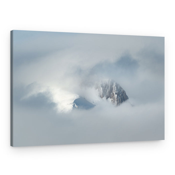 Snowy Peaks In Clouds – Canvas Print