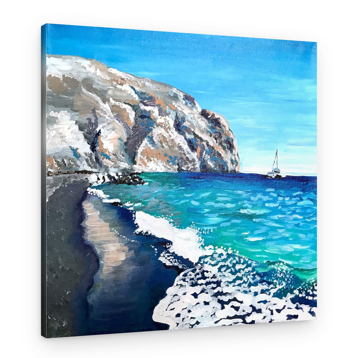 Black Sand Beach Cliffs – Canvas Print