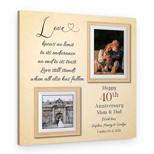 Love Still Stands When All Else Has Fallen (40th) Custom Text and Photo Canvas Print