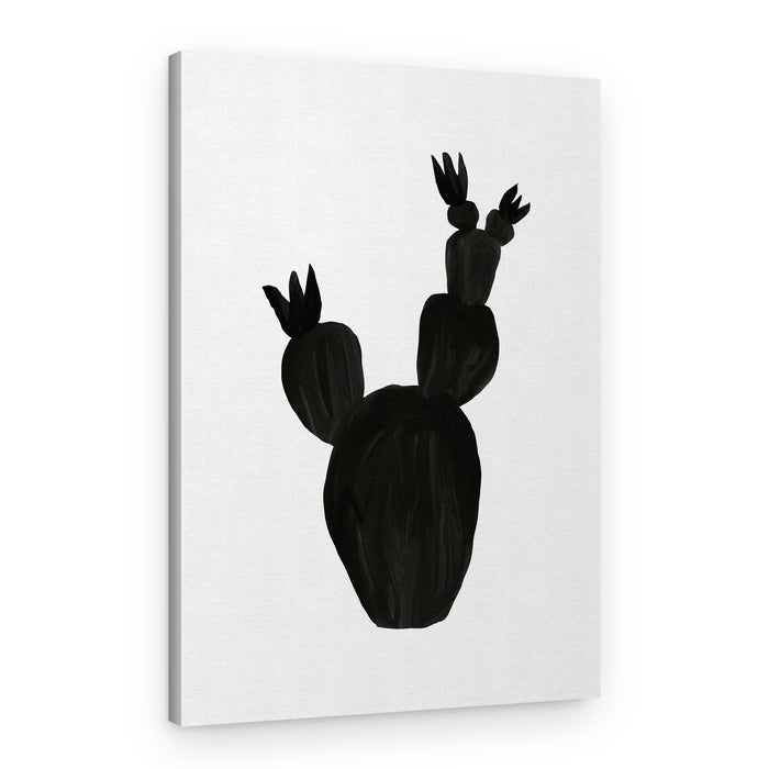 Stylized Black Cactus – Canvas Print