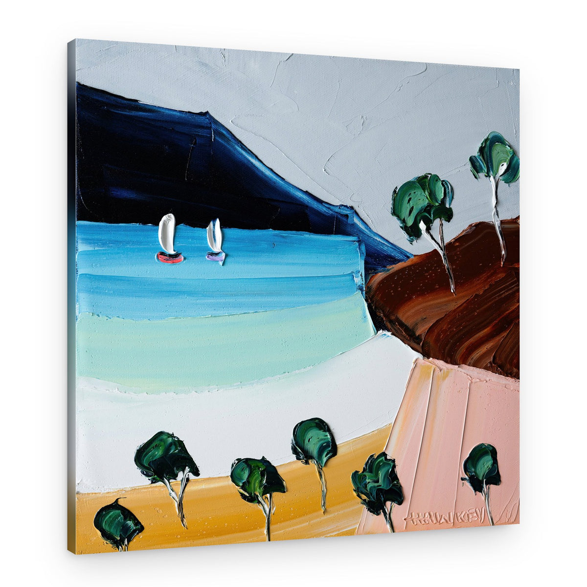 Vibrant Coastal Sailboats – Canvas Print