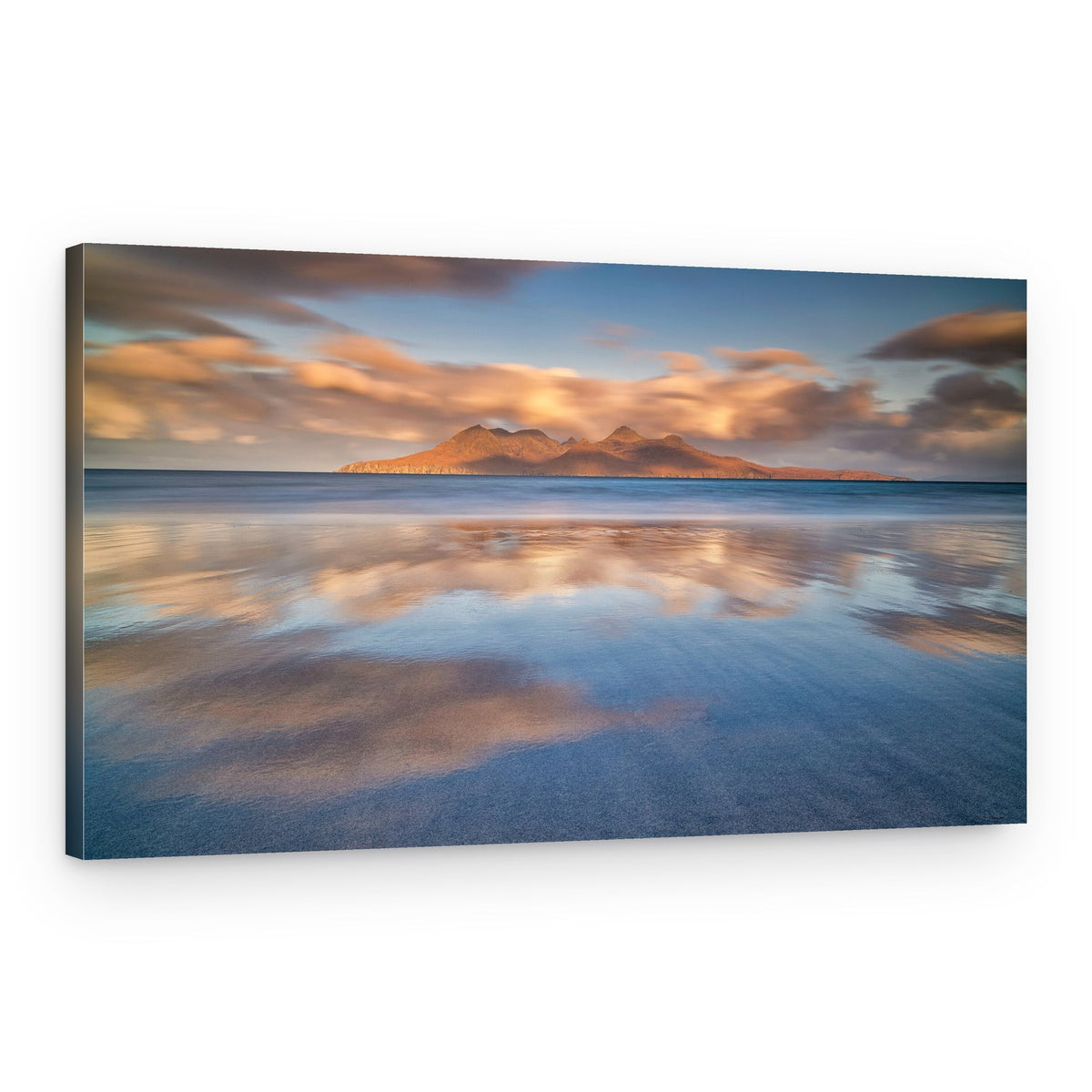 Golden Hour Beach Mountains – Canvas Print