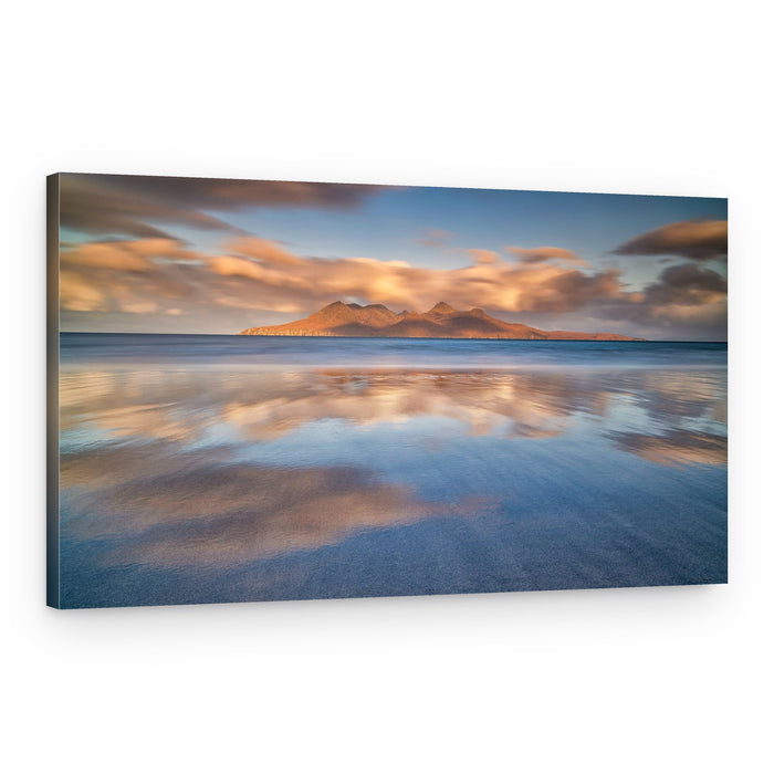 Golden Hour Beach Mountains – Canvas Print